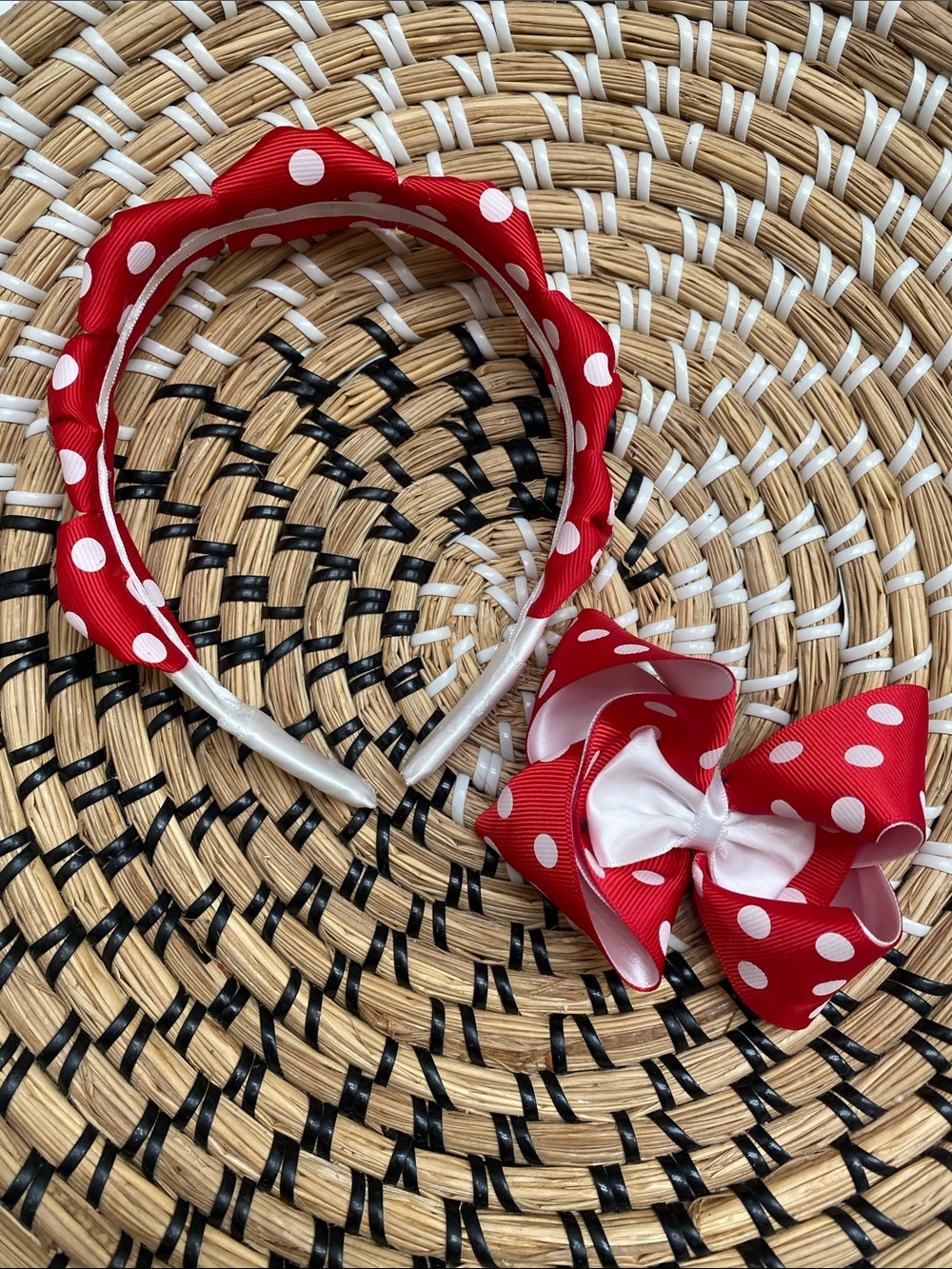 Red Polka Dot Kids Headband and Bow Set